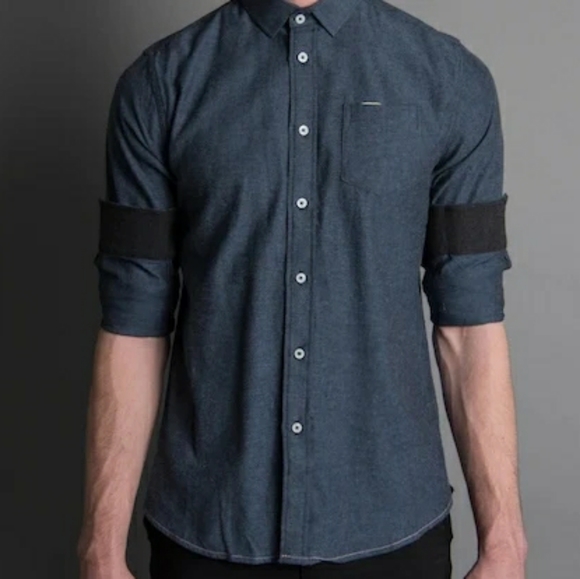 BLUE 2-TONE TWILL L/S - Picture 2 of 3